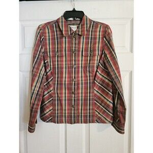 Vintage Christopher And Banks Shirt Jacket Plaid Medium Button Jacket Red Green